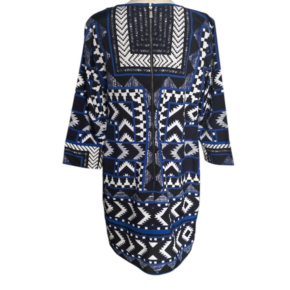 Vince Camuto Print Shift Dress in Blue/Black Size 12 EUC - Picture 3 of 8